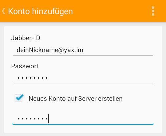 neues Konto erstellen